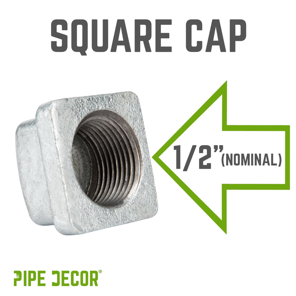 1/2 in. Galvanized Square Cap by PIPE DECOR