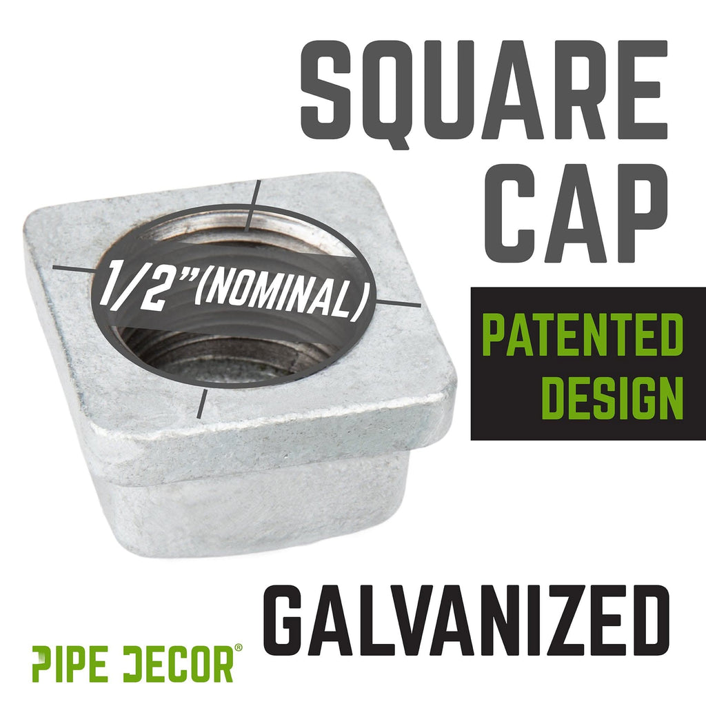 1/2 in. Galvanized Square Cap by PIPE DECOR