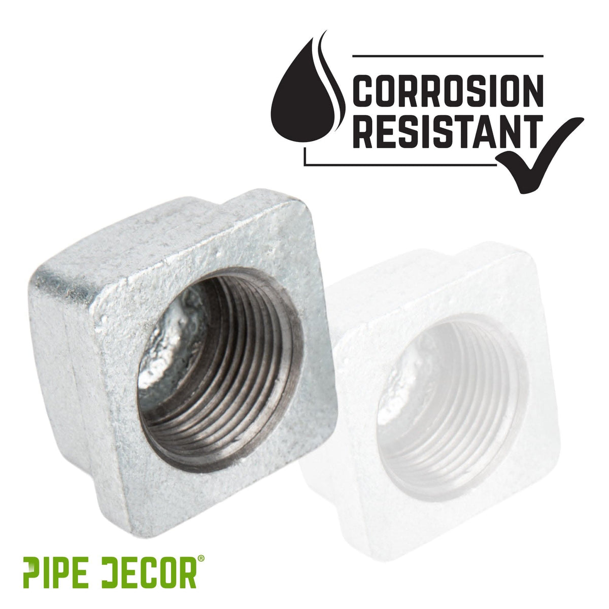 1/2 in. Galvanized Square Cap by PIPE DECOR