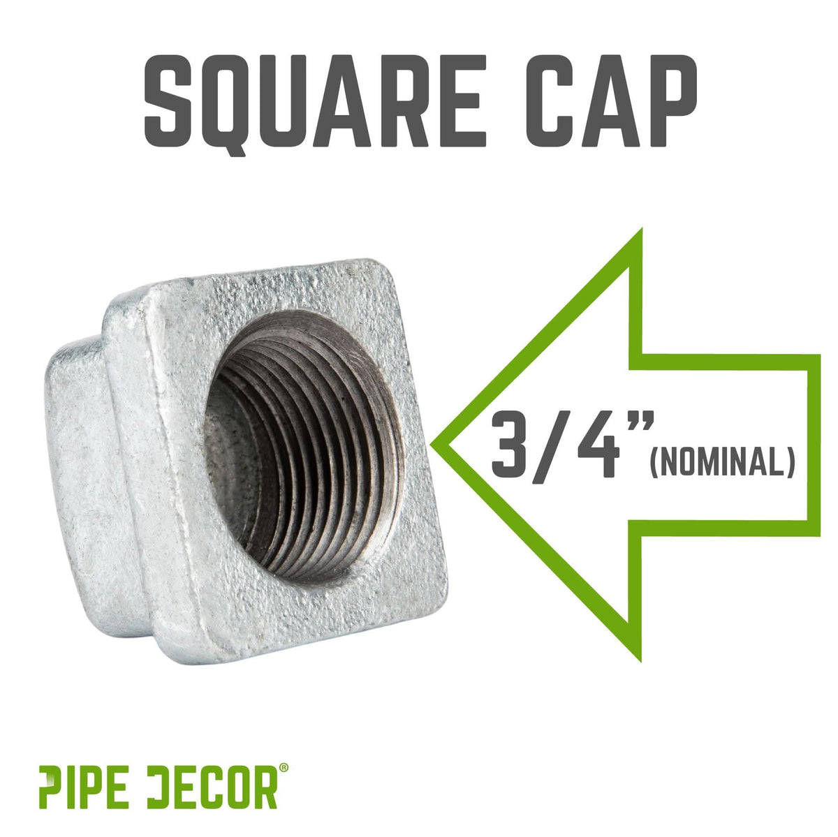 3/4 in. Galvanized Square Cap by PIPE DECOR