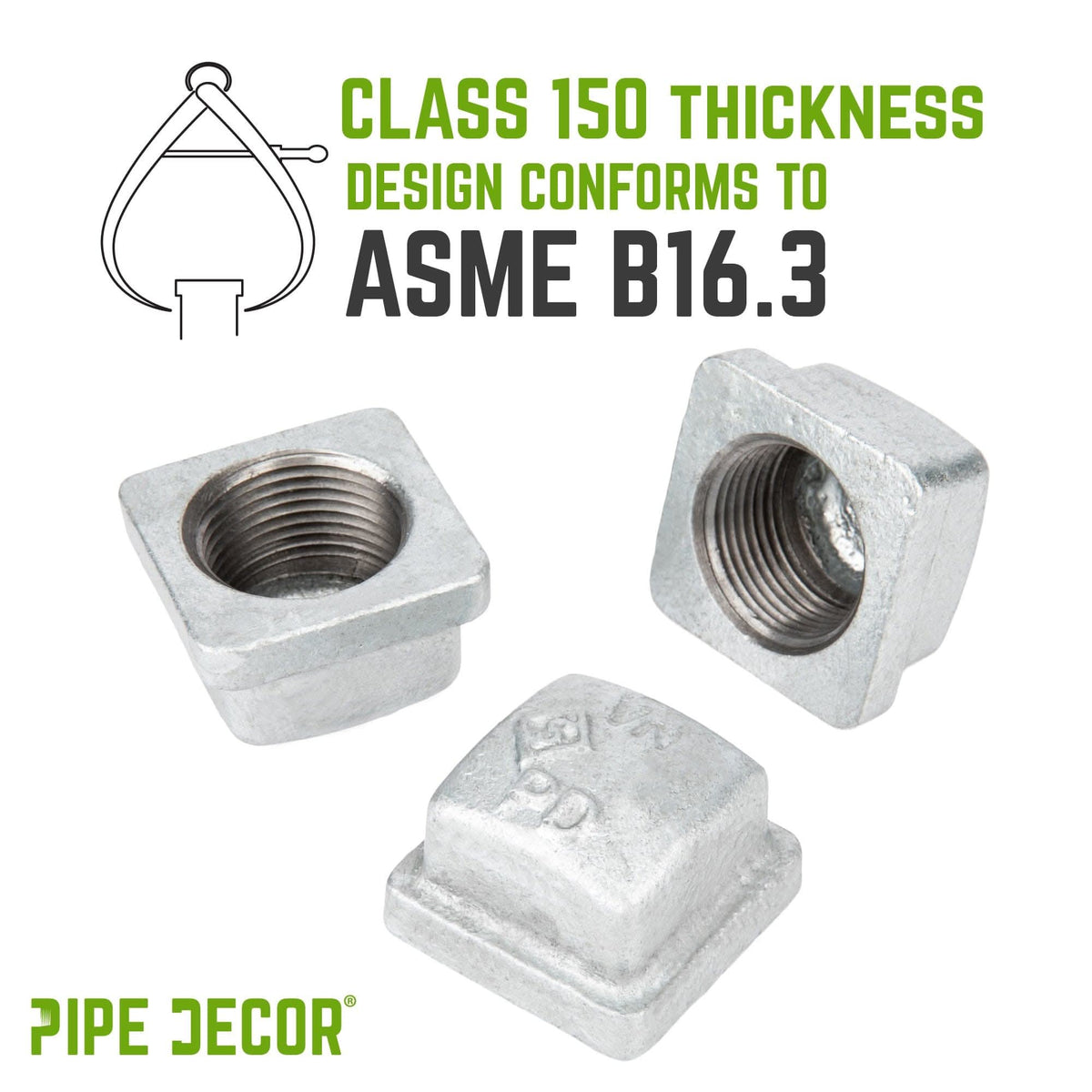 3/4 in. Galvanized Square Cap by PIPE DECOR