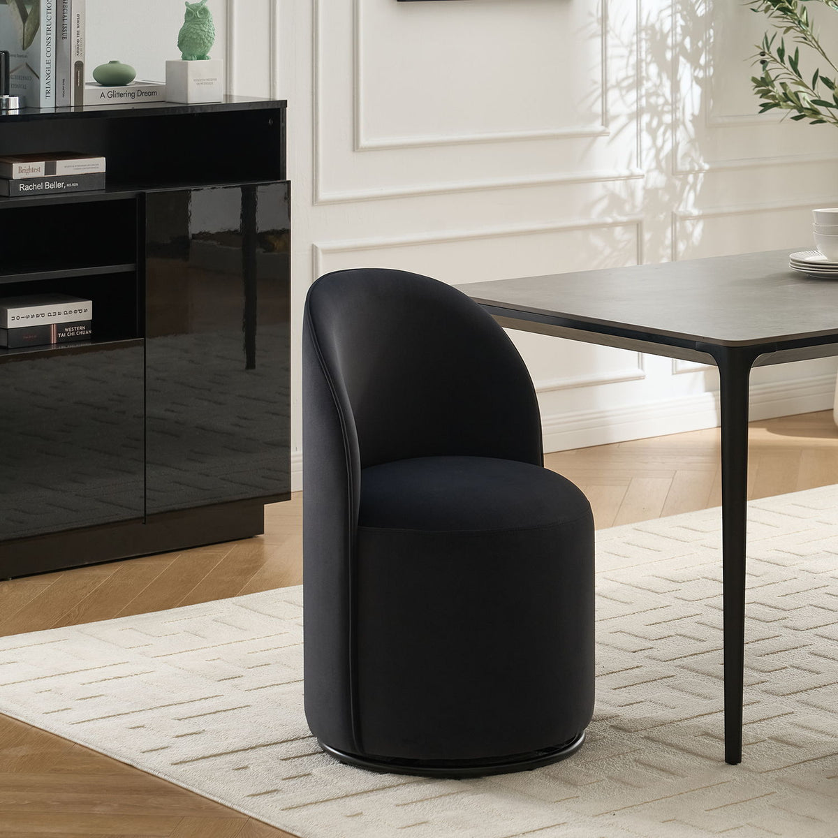 360 Degree Swivel Armless Dining Barrel Chair by Unique Piece Furniture