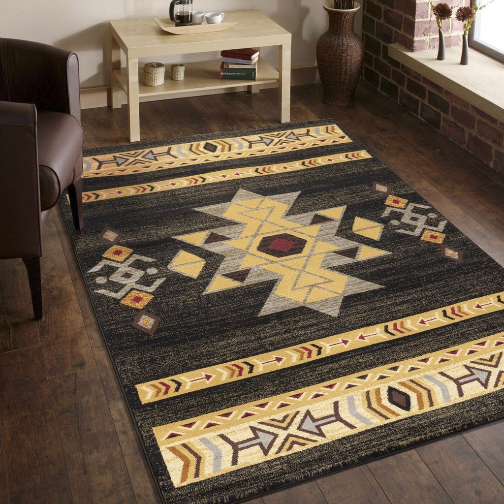 Tribes - 5'3" X 7'3" Southwest Area Rug - Black by Unique Piece Furniture
