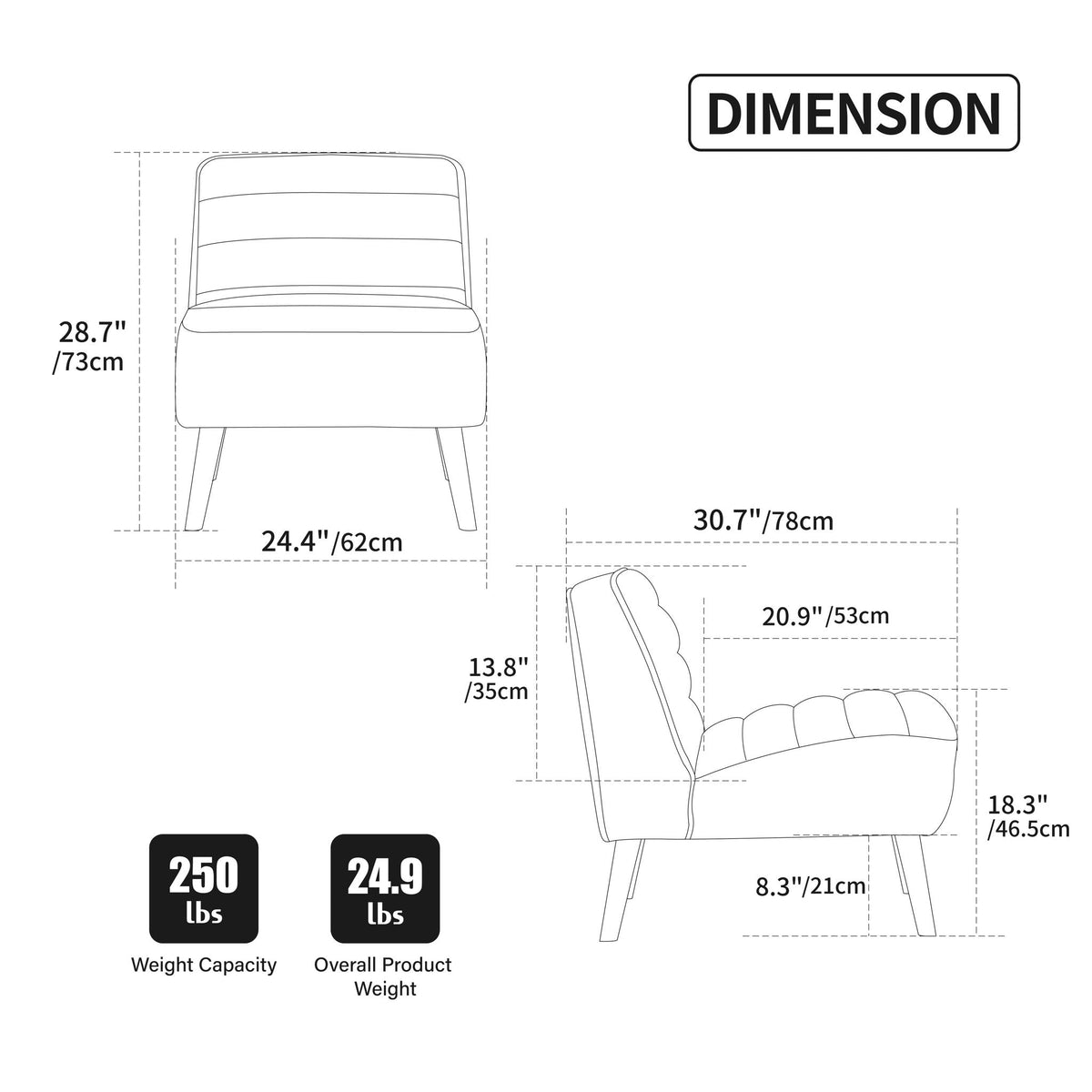 Upholstered Armless Accent Chair by Unique Piece Furniture