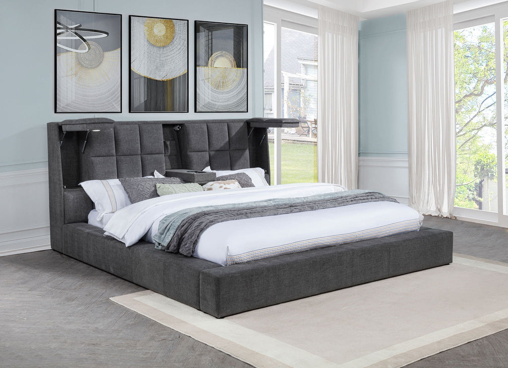 Dreux Upholstered Queen Panel Platform Bed Grey by Unique Piece Furniture