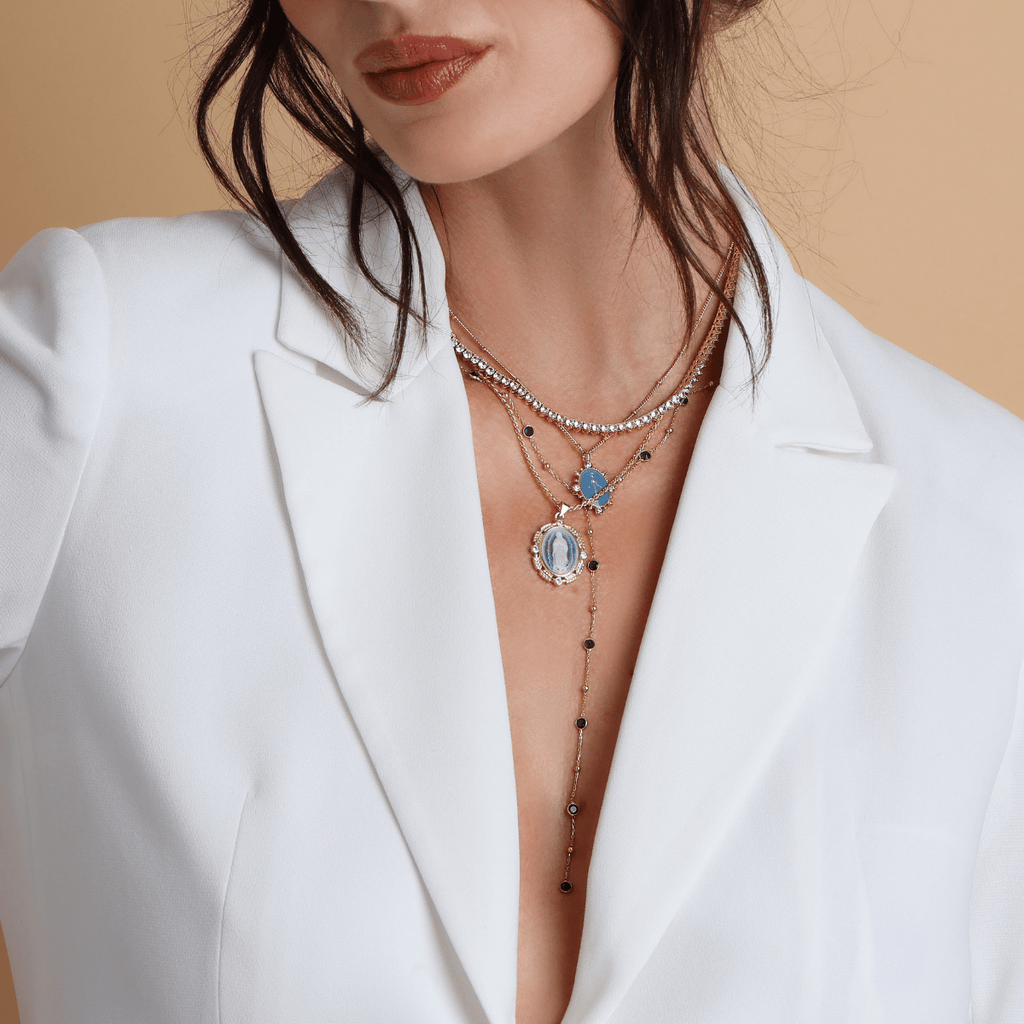 French Blue Cameo Mary Necklace by Joy Dravecky