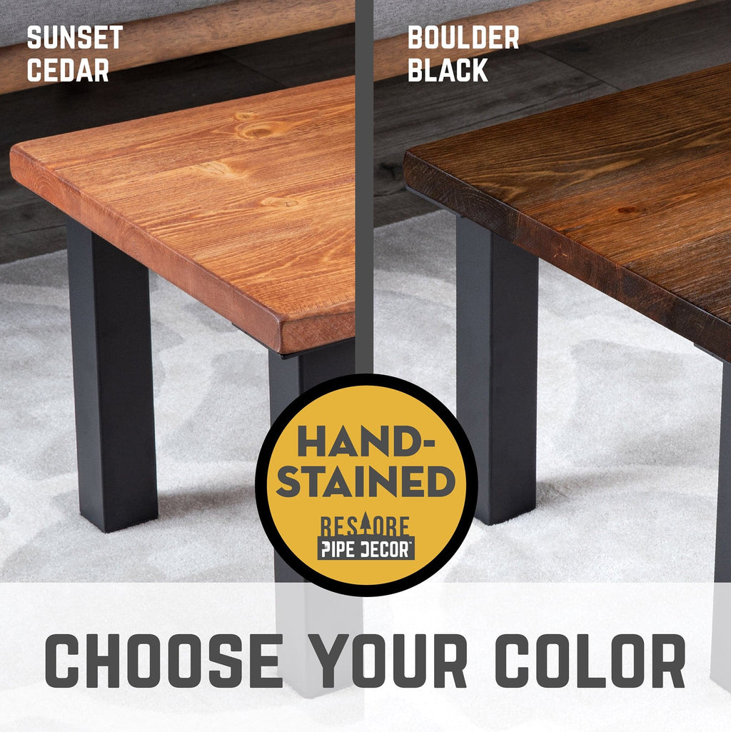 Skyline Boulder Black Solid Wood Coffee Table with 12 in. High-Rise Legs by PIPE DECOR