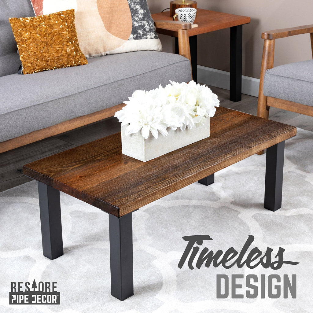 Skyline Boulder Black Solid Wood Coffee Table with 12 in. High-Rise Legs by PIPE DECOR
