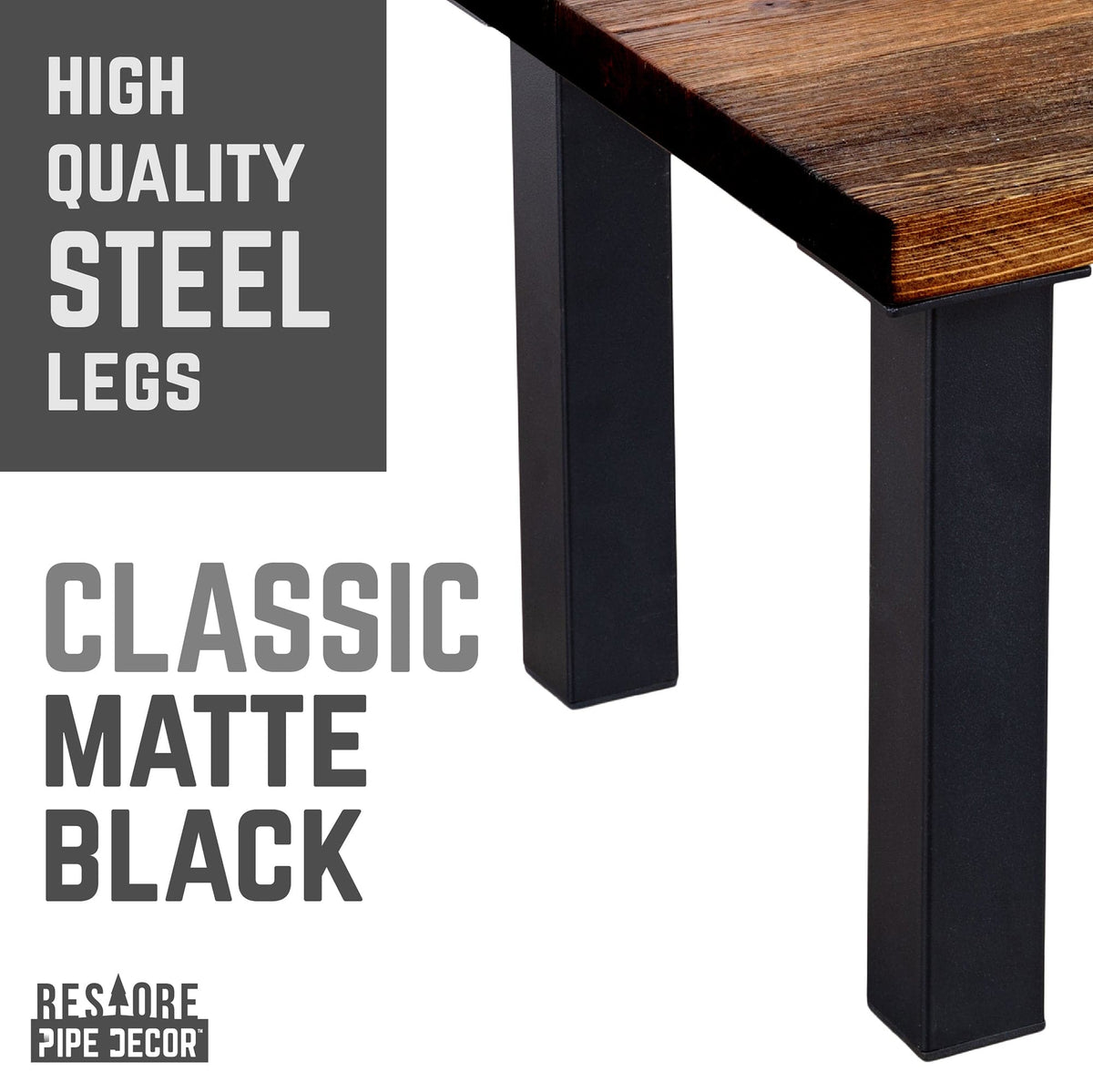 Skyline Boulder Black Solid Wood Coffee Table with 12 in. High-Rise Legs by PIPE DECOR