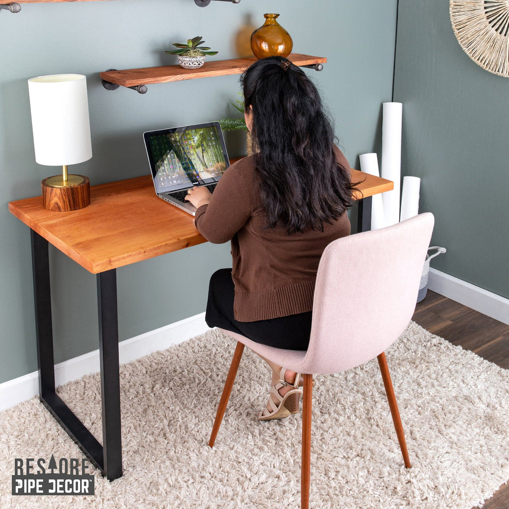 Skyline Sunset Cedar Solid Wood Desk with 28 in. Landscape Legs by PIPE DECOR