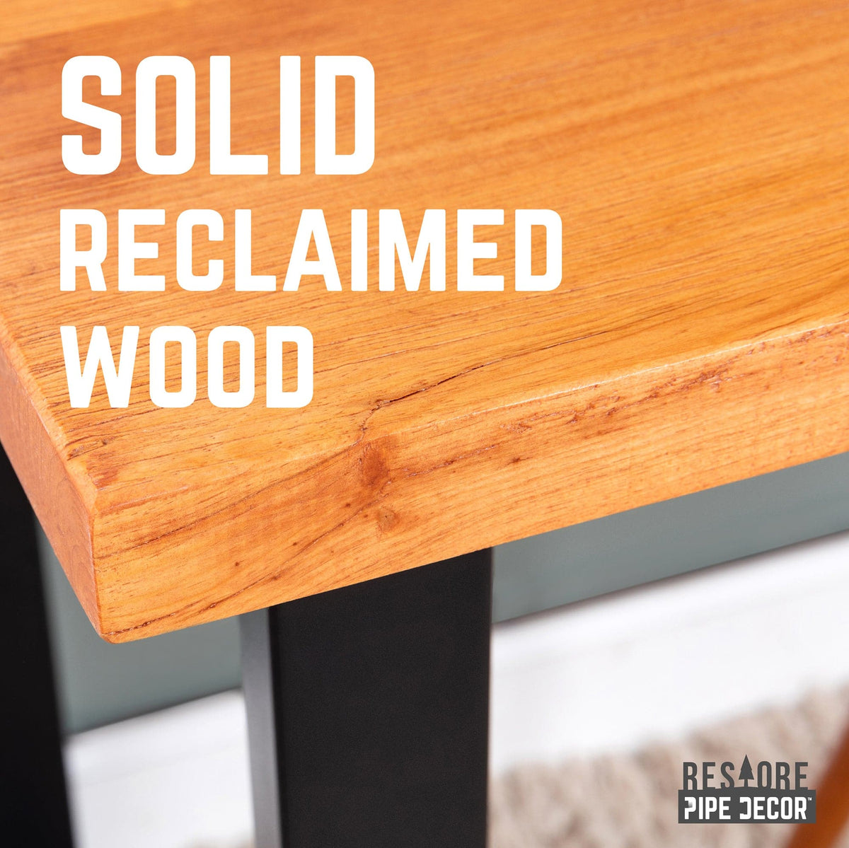 Skyline Sunset Cedar Solid Wood Desk with 28 in. Landscape Legs by PIPE DECOR