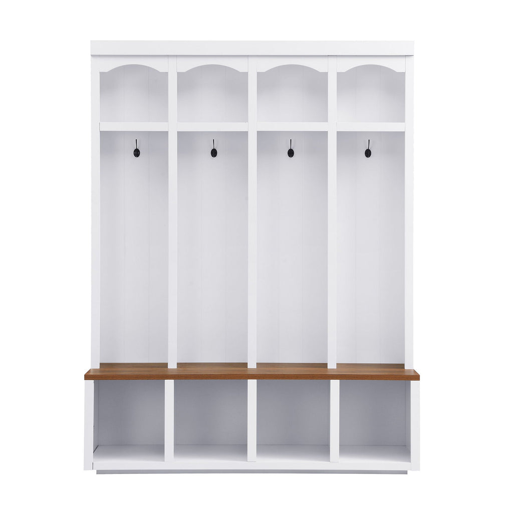 Entryway Hall Tree With Bench, 4 Hooks & Open Storage Space by Unique Piece Furniture