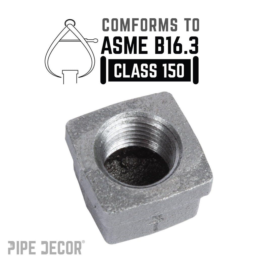 1/2 in. Black Square Cap by PIPE DECOR