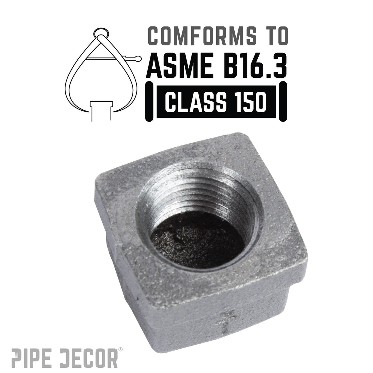 1/2 in. Black Square Cap by PIPE DECOR