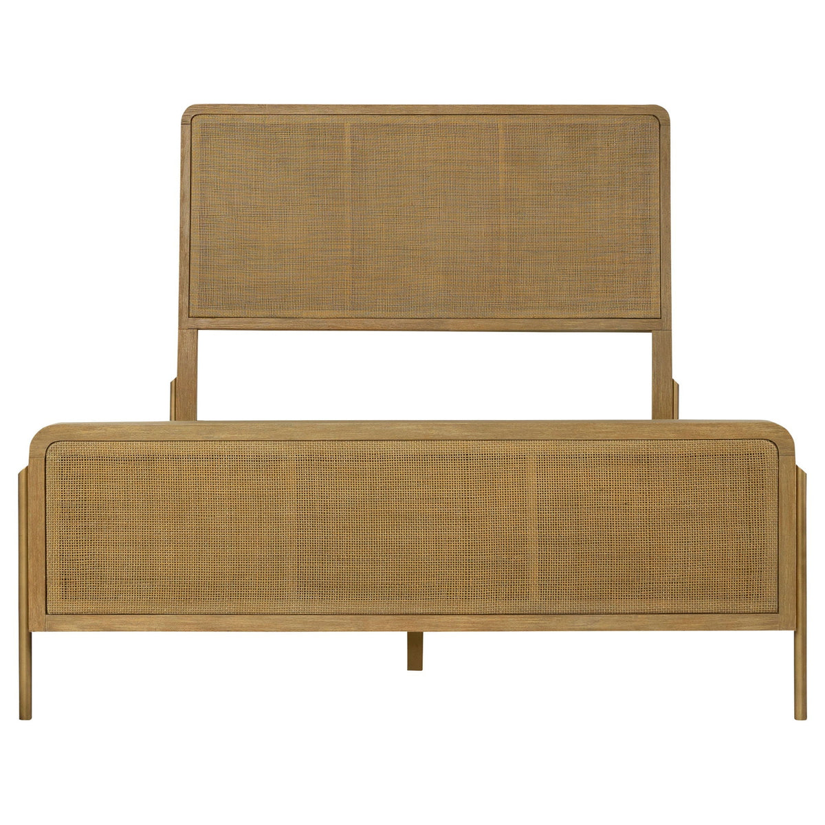 Arini Rattan Eastern King Panel Bed Sand Wash and Natural by Unique Piece Furniture
