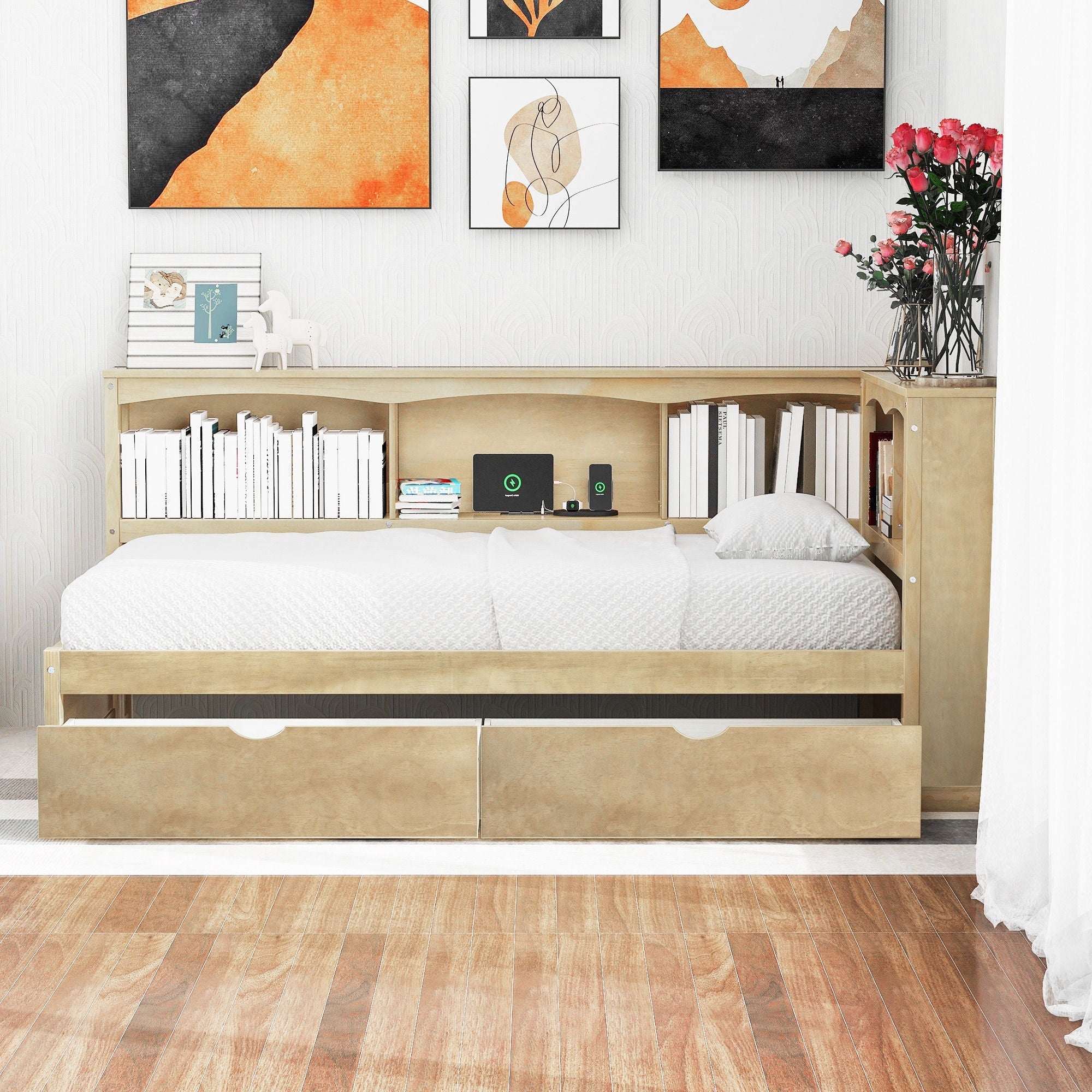 Daybed With 2 Storage Drawers, Storage Cabinets, USB Ports by Unique Piece Furniture