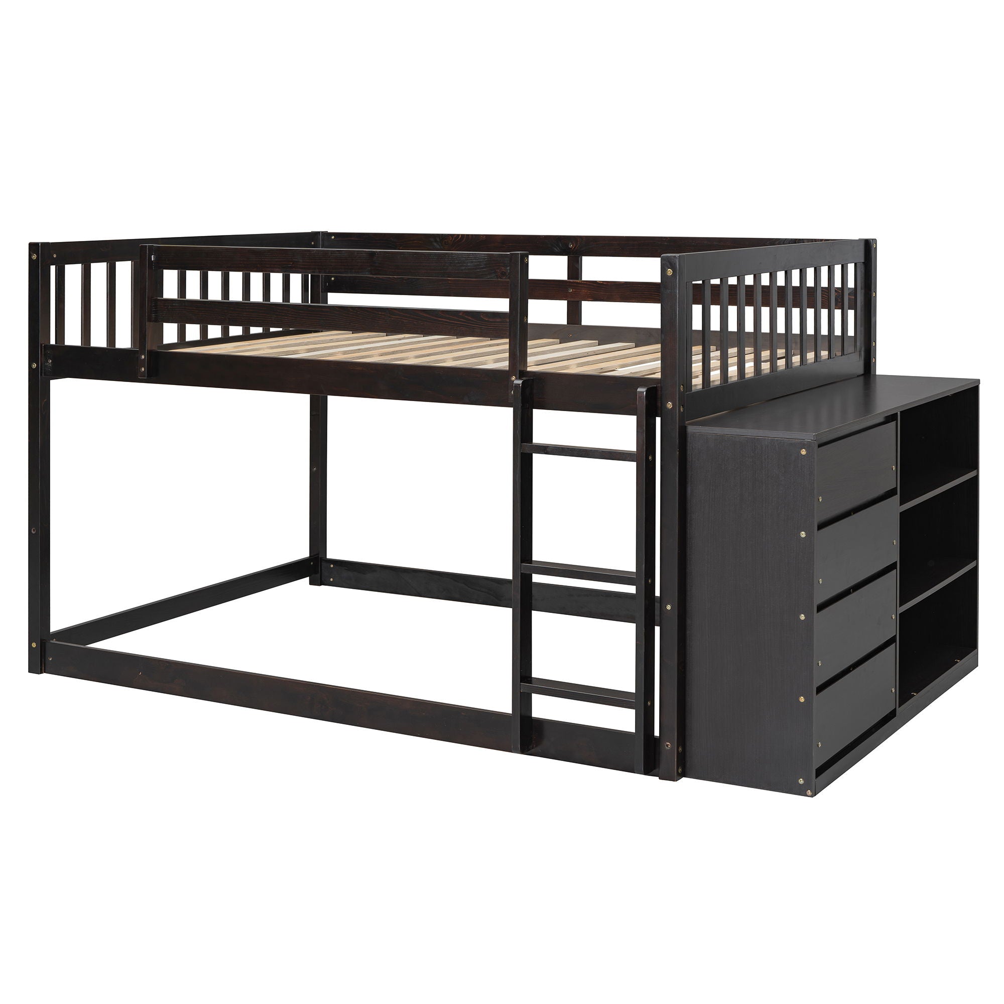 Bunk Bed With 4 Drawers And 3 Shelves by Unique Piece Furniture