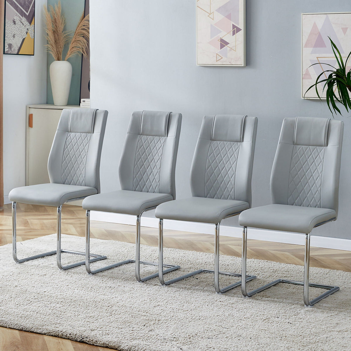 Modern Dining Chairs With Padded Seat, Metal Legs by Unique Piece Furniture