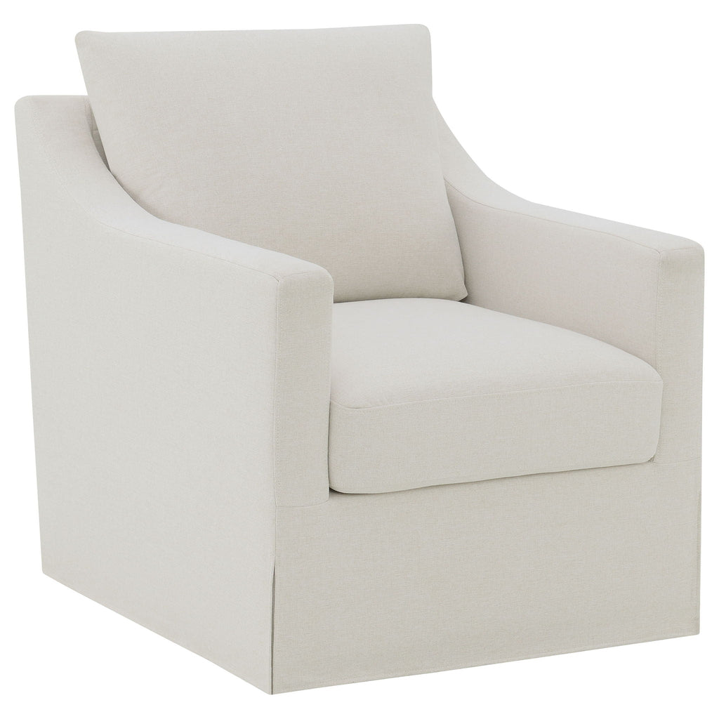 Winter Upholstered Sloped Arm Accent Swivel Chair Beige by Unique Piece Furniture