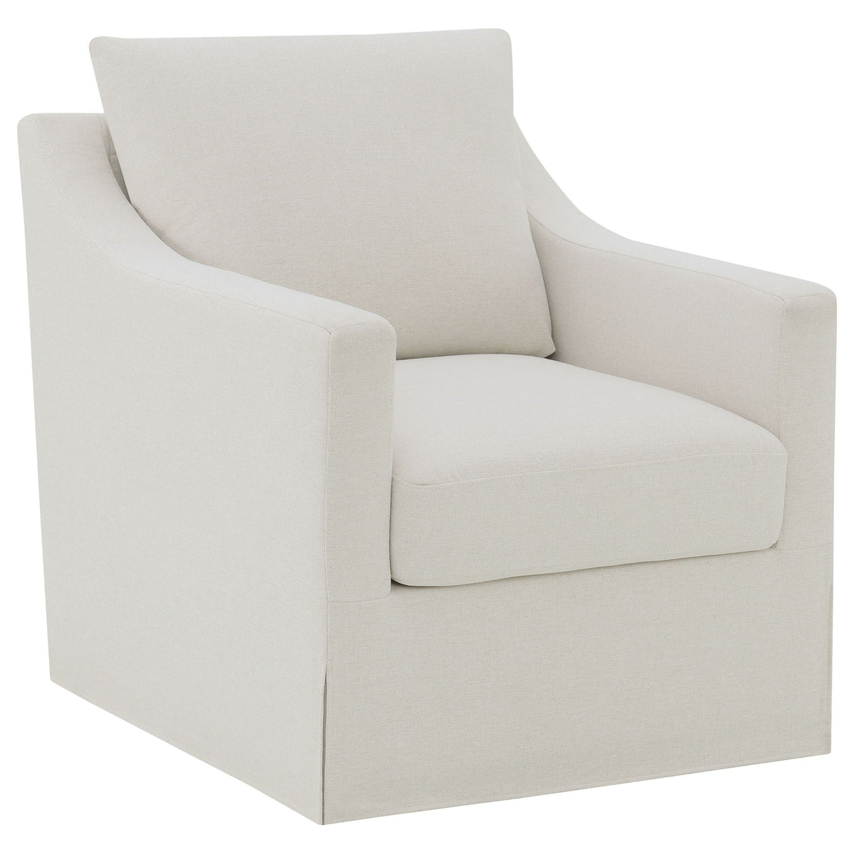 Winter Upholstered Sloped Arm Accent Swivel Chair Beige by Unique Piece Furniture