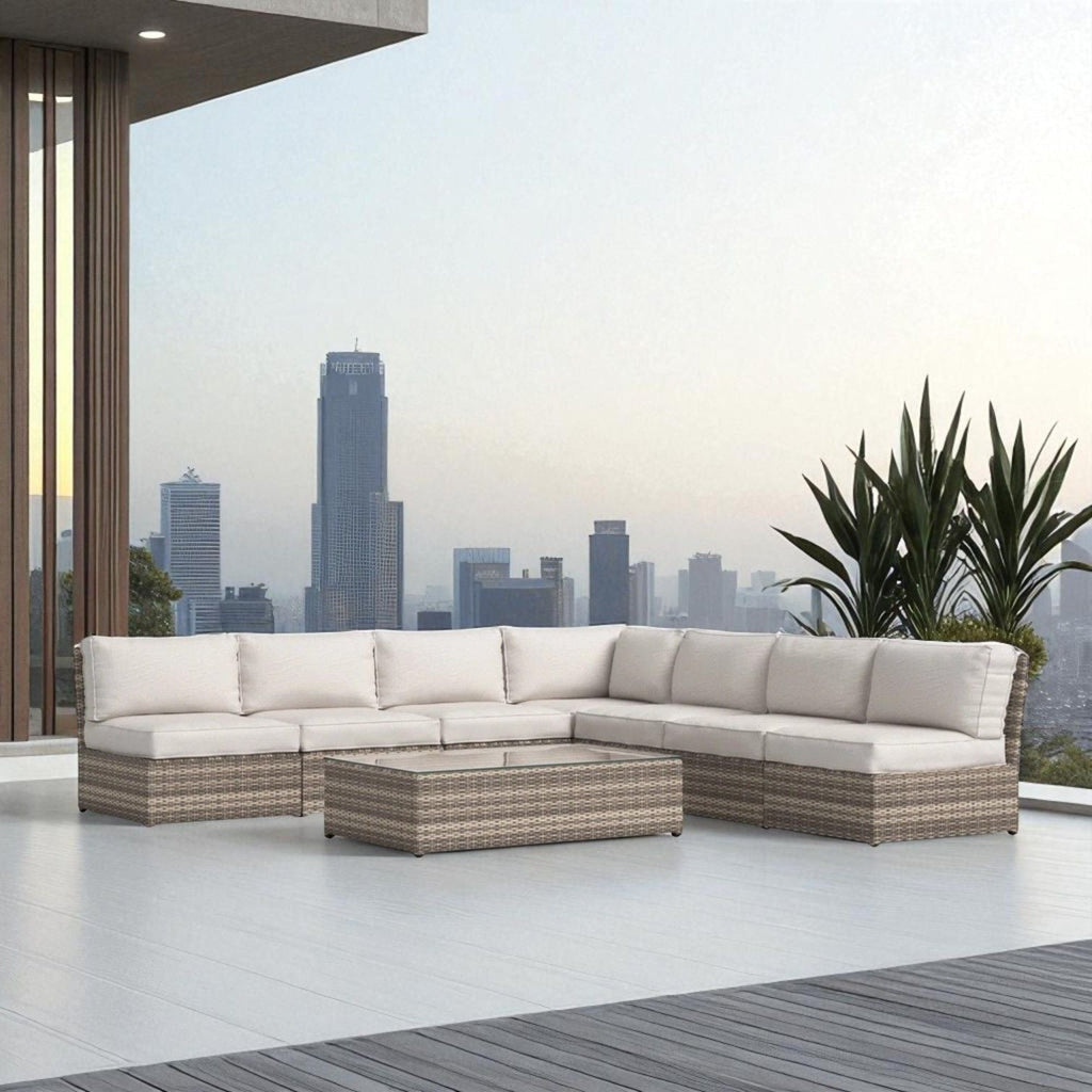 Comfortable Modern Patio Rattan Sectional Set With Cushions by Unique Piece Furniture