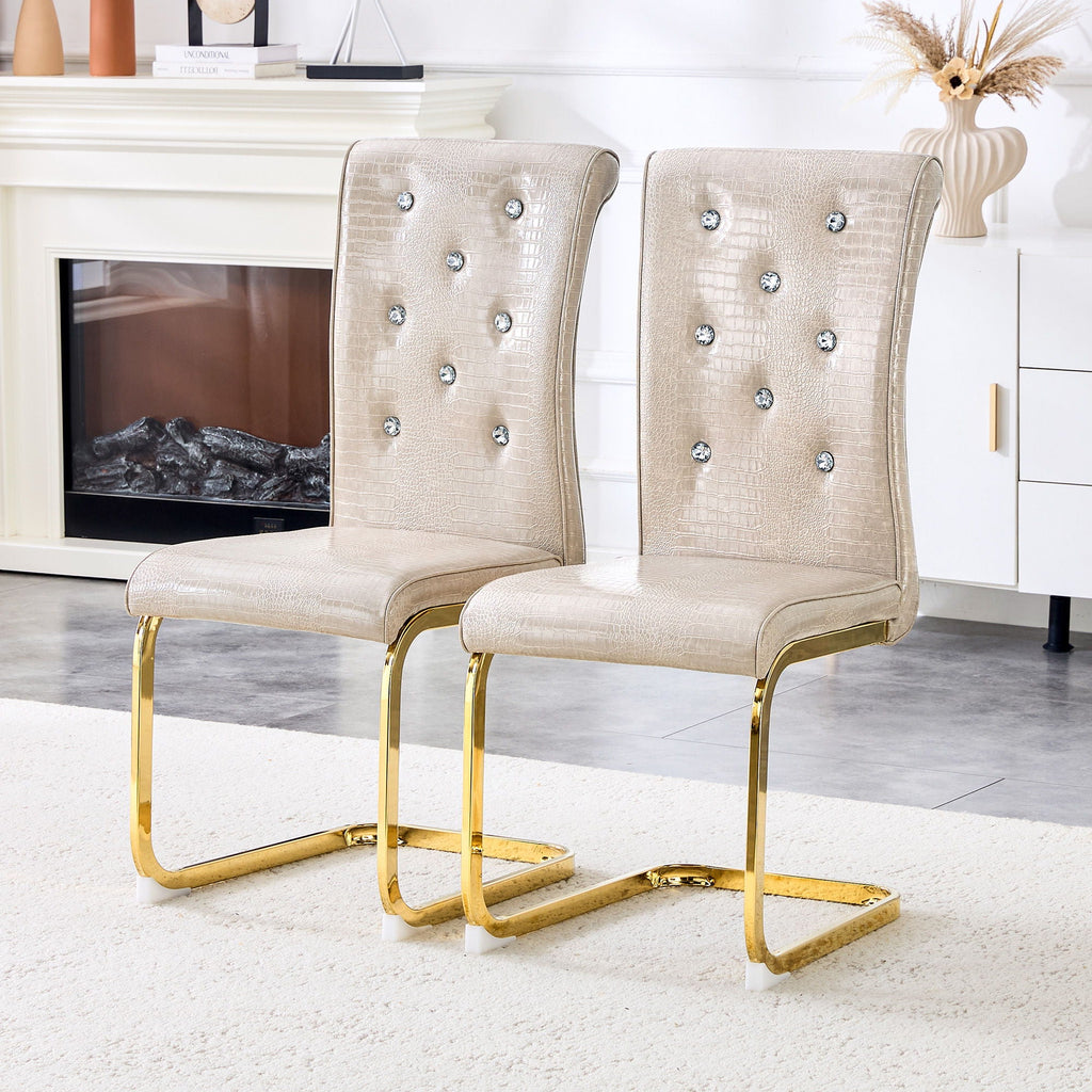 Elegant Design Alligator Skin Upholstered Dining Chairs by Unique Piece Furniture