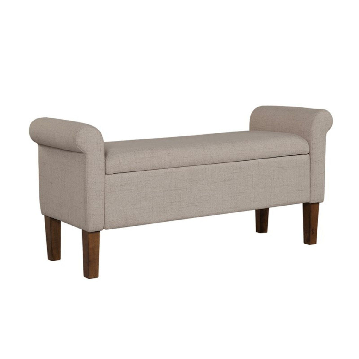 Upholstered Storage Bench With Rolled Armrests - Beige by Unique Piece Furniture