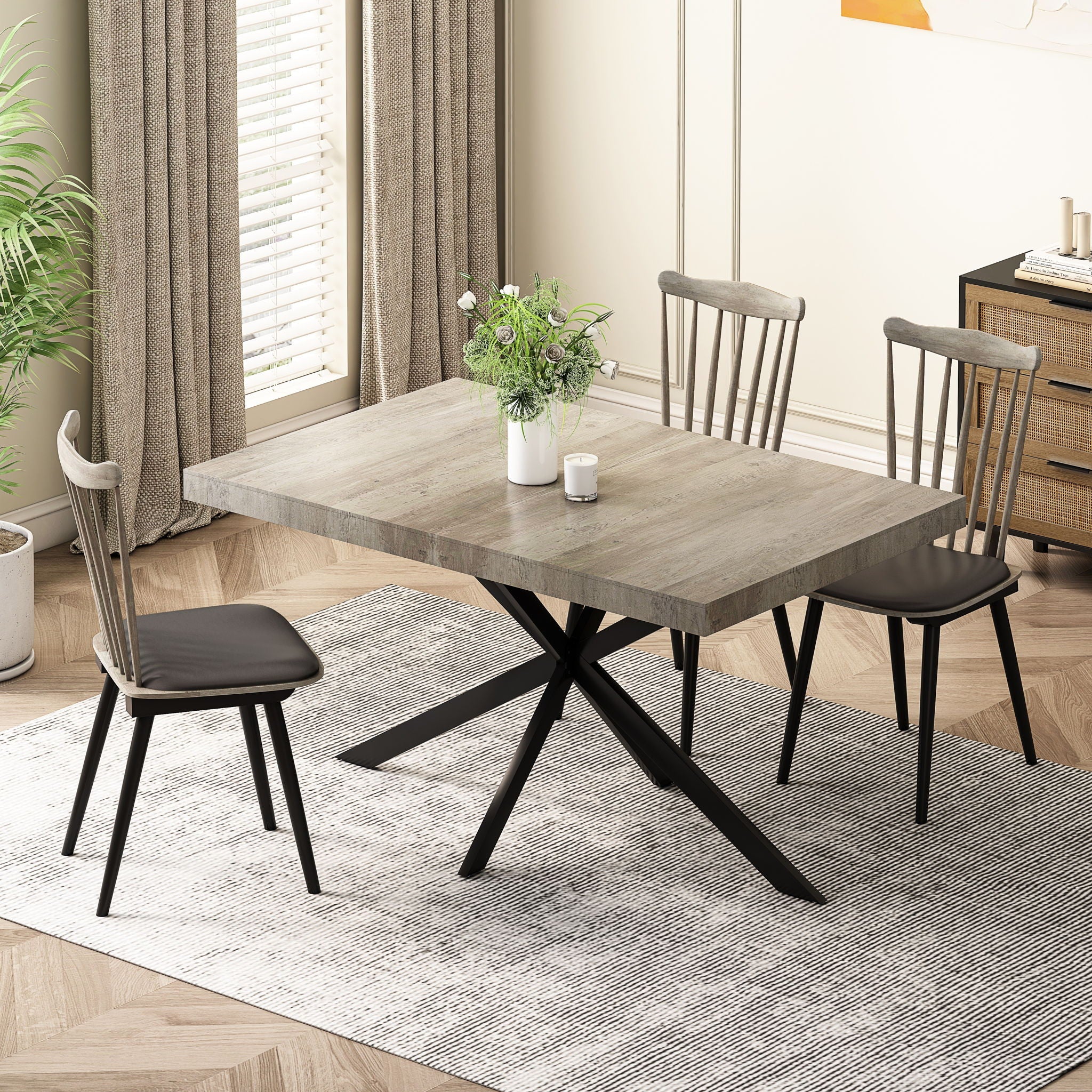 Retro Rectangular Stretch Dining Table With Embossed Center Plate by Unique Piece Furniture