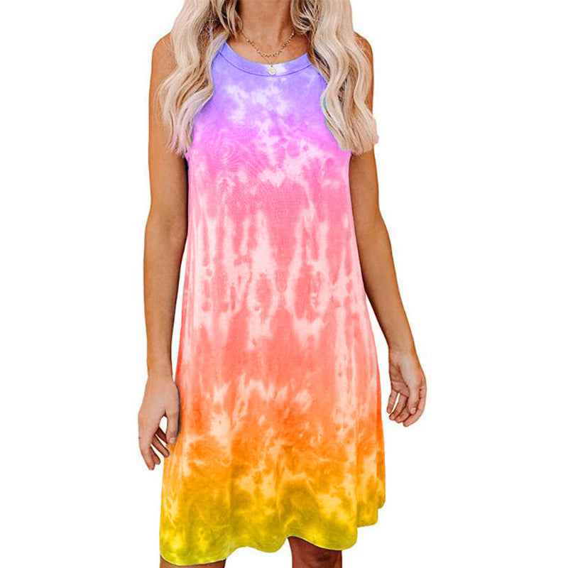 Tie-dye Printed Loose Short-sleeved Dress Women by Wild and Free Boutique