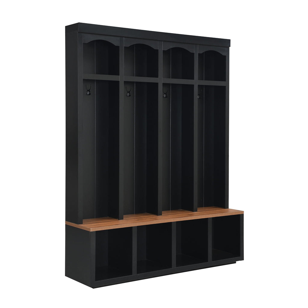 Entryway Hall Tree With Bench, 4 Hooks & Open Storage Space by Unique Piece Furniture