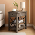 Farmhouse Slim End Table With USB Charging Station by ShipItFurniture