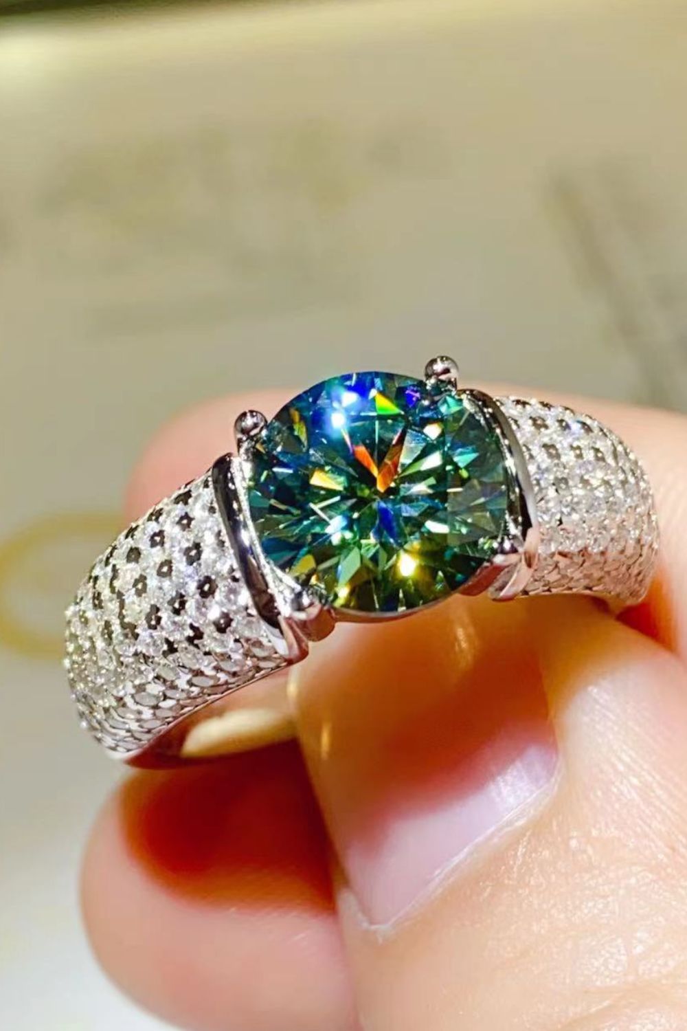 3 Carat Moissanite Side Stone Ring by Wild and Free Boutique