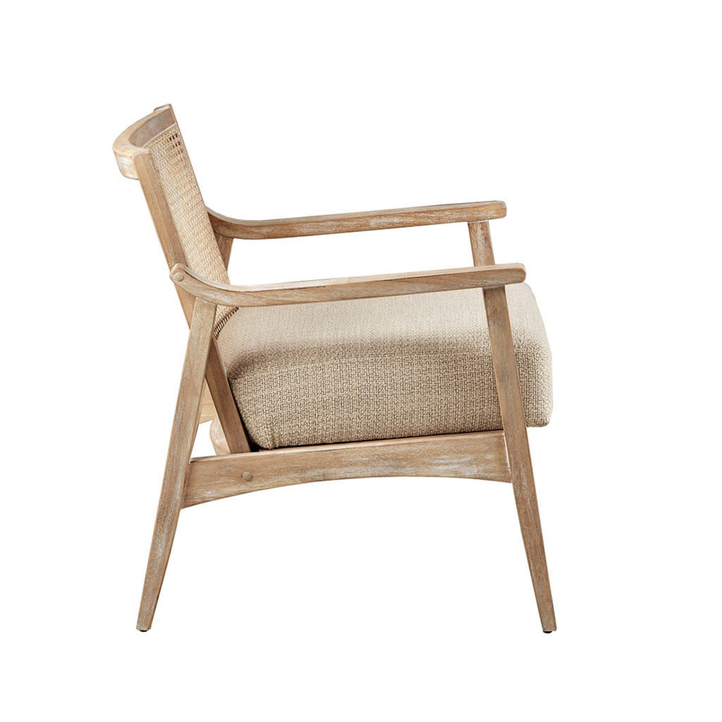 Chair With Cane Inset Back And Upholstered Seat - Light Brown by Unique Piece Furniture