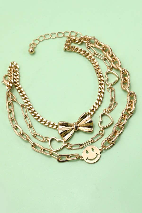 MULTI LAYER BOW SMILEY BRACELETS | 80B154 by Southern Satin