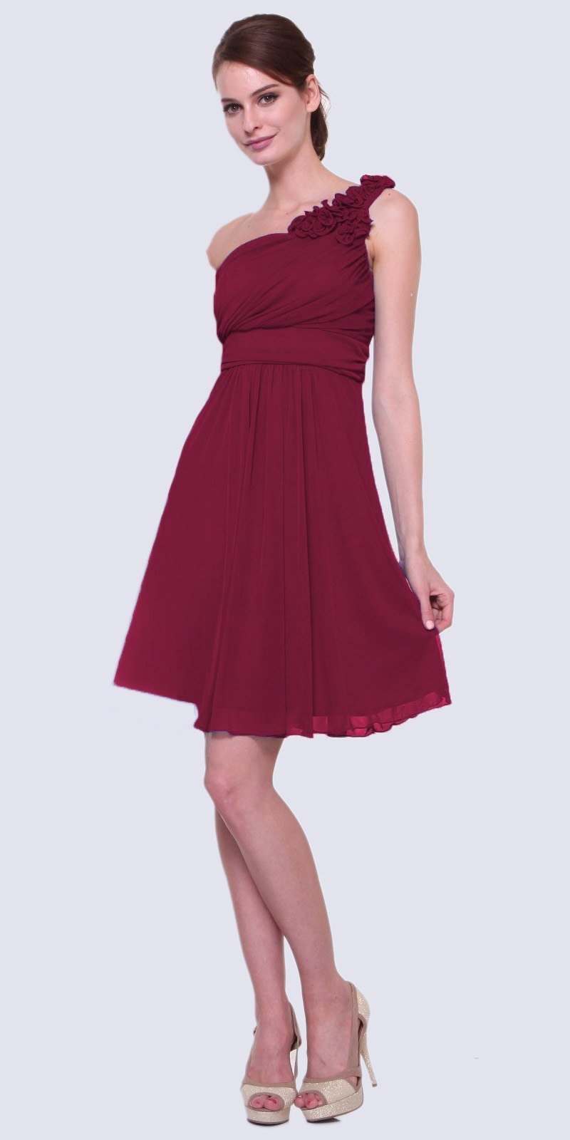 CLEARANCE - Cinderella Divine 3909 One Shoulder Chiffon Dress (Size 2XL) by DiscountDressShop