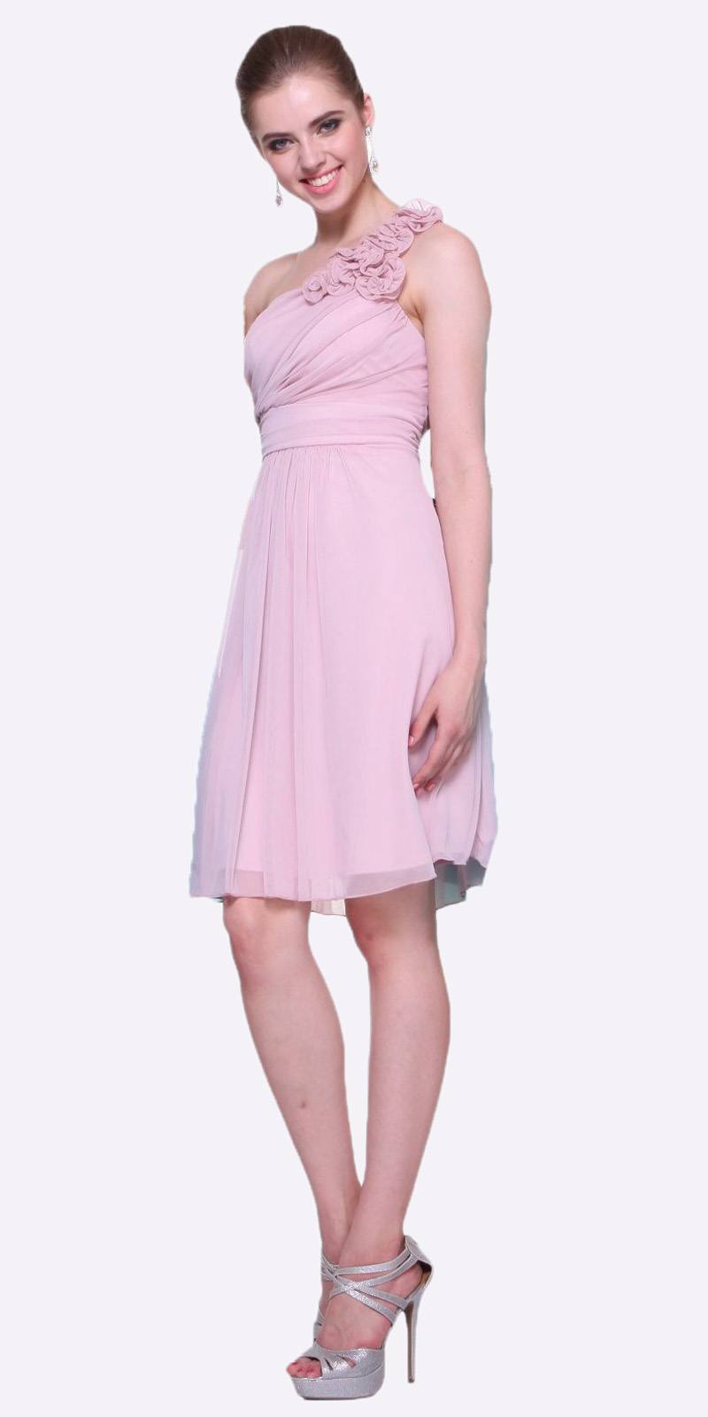 CLEARANCE - Cinderella Divine 3909 One Shoulder Chiffon Dress (Size 2XL) by DiscountDressShop