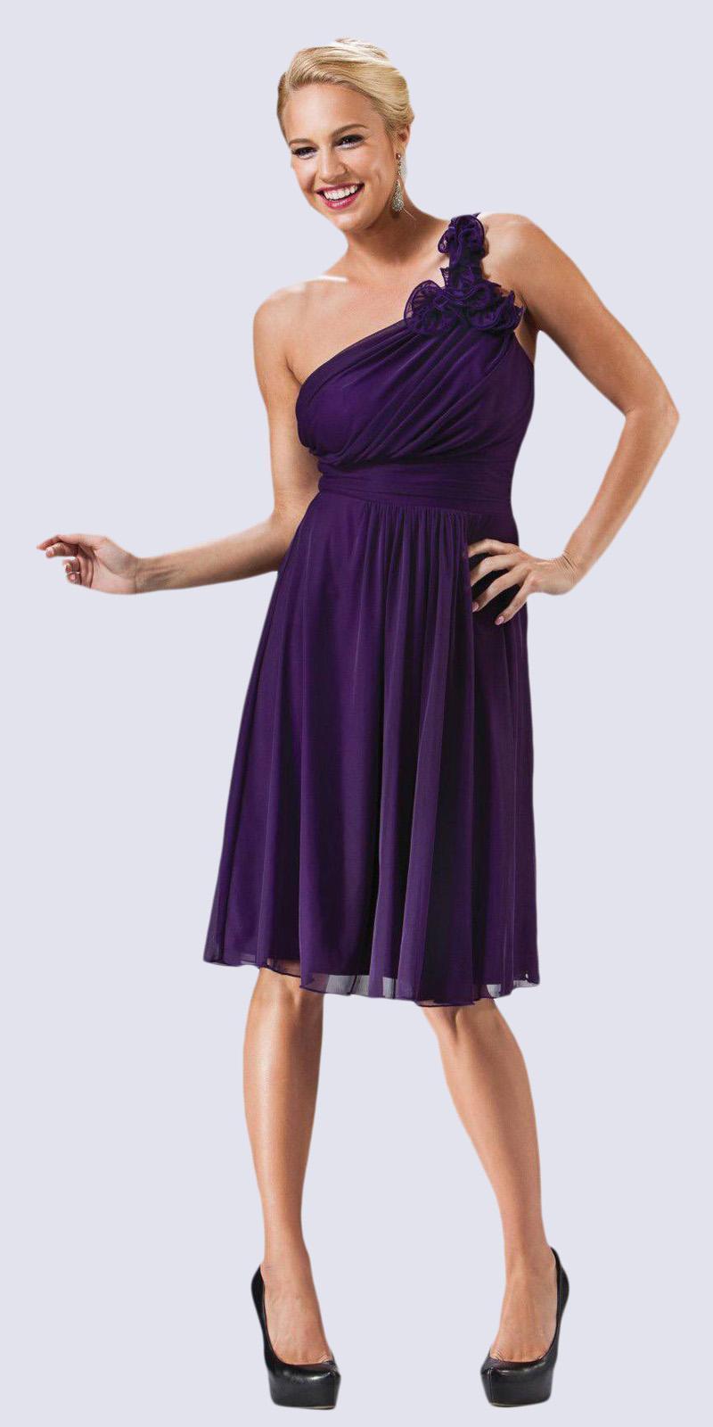 CLEARANCE - Cinderella Divine 3909 One Shoulder Chiffon Dress (Size 2XL) by DiscountDressShop