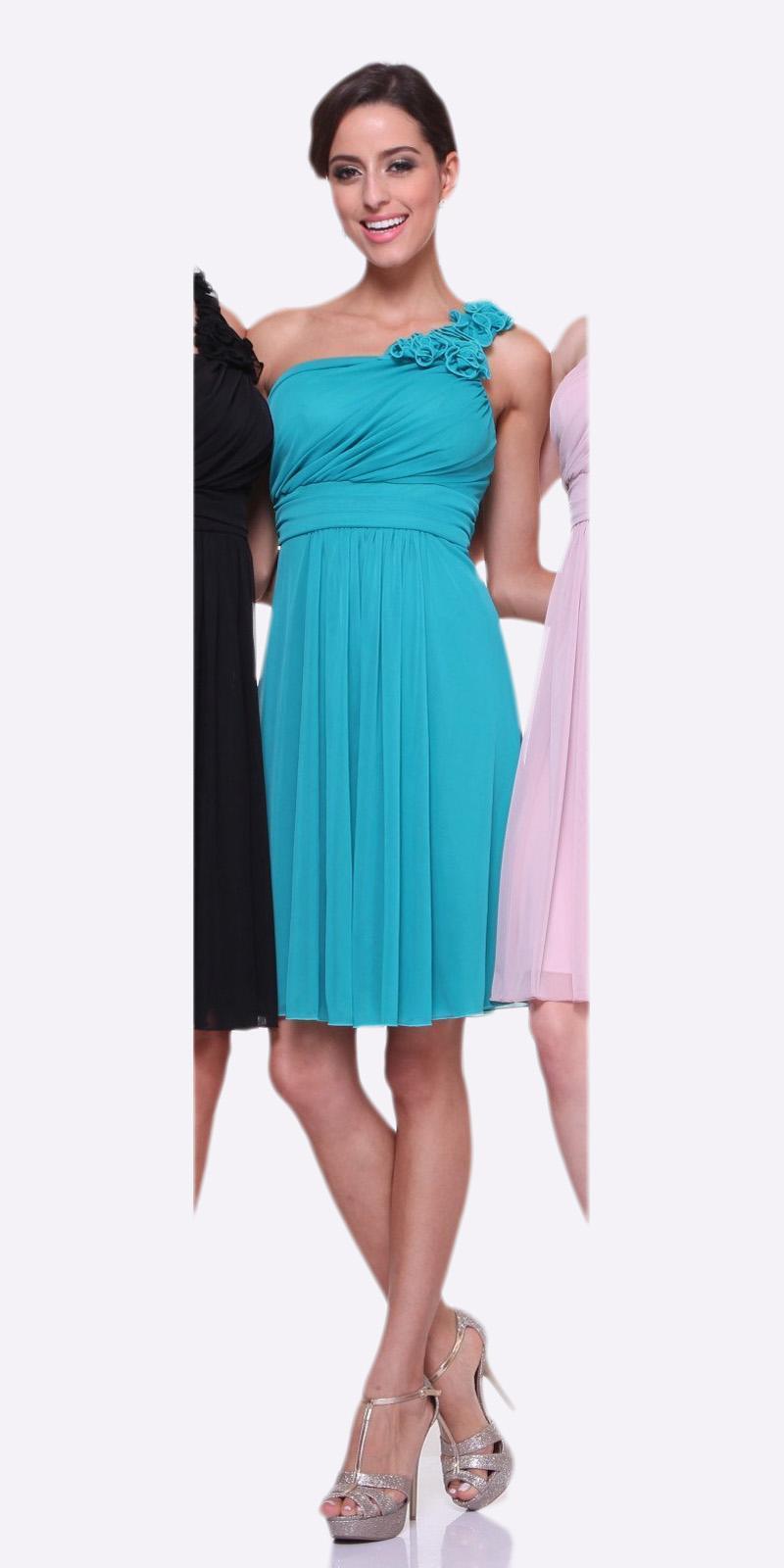 CLEARANCE - Cinderella Divine 3909 One Shoulder Chiffon Dress (Size 2XL) by DiscountDressShop
