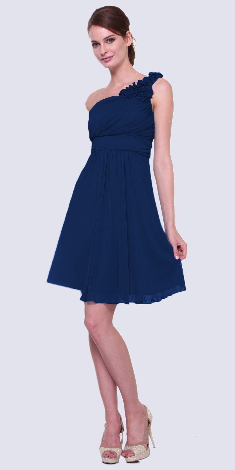 CLEARANCE - Cinderella Divine 3909 One Shoulder Chiffon Dress (Size 2XL) by DiscountDressShop