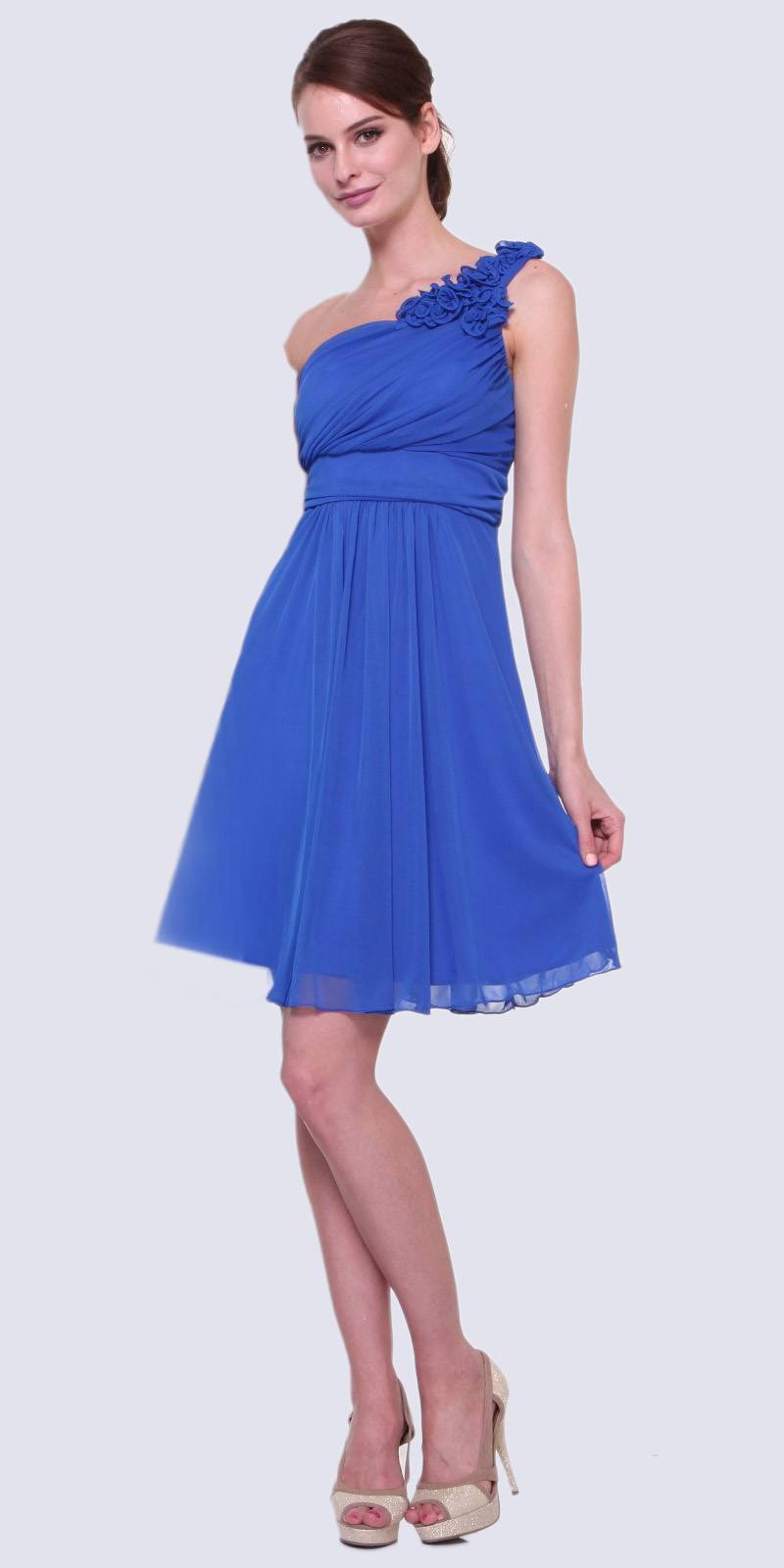 CLEARANCE - Cinderella Divine 3909 One Shoulder Chiffon Dress (Size 2XL) by DiscountDressShop