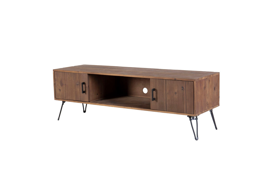 Industrial Style Reclaimed Wood Media TV Stand With Storage Cabinet For Living Media Room - Natural by Unique Piece Furniture