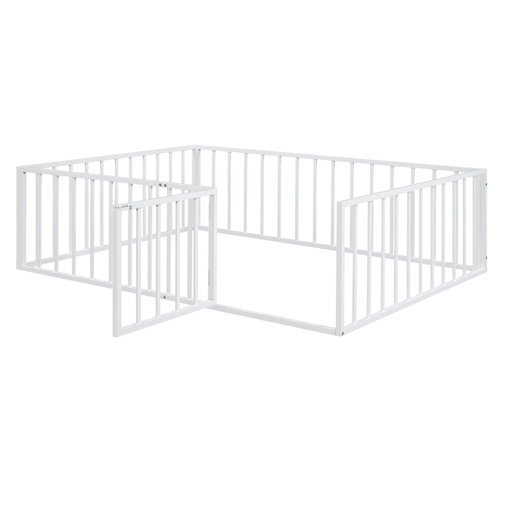 Metal Floor Bed Frame With Fence And Door by Unique Piece Furniture