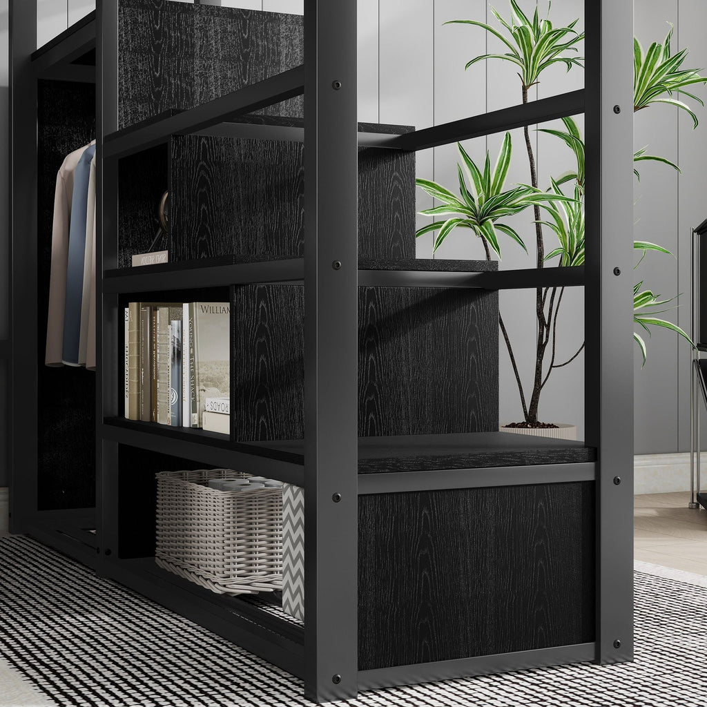 Loft Bed With Storage Shelves, Wardrobe by Unique Piece Furniture