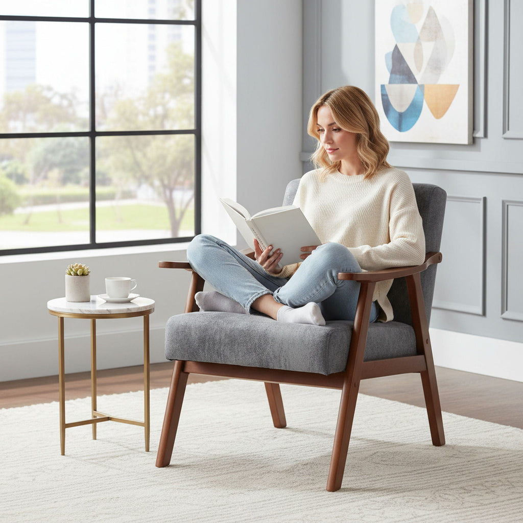 Accent Chair, Classic Mid Century Modern For Extra Seating by Unique Piece Furniture