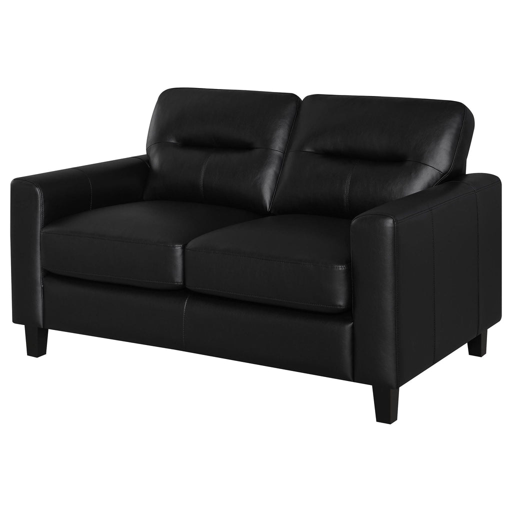 Scotland Faux Leather Upholstered Track Arm Loveseat Black by Unique Piece Furniture