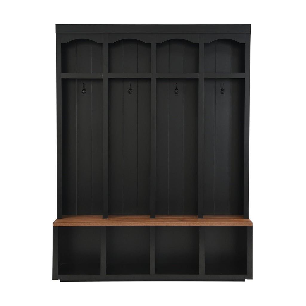 Entryway Hall Tree With Bench, 4 Hooks & Open Storage Space by Unique Piece Furniture