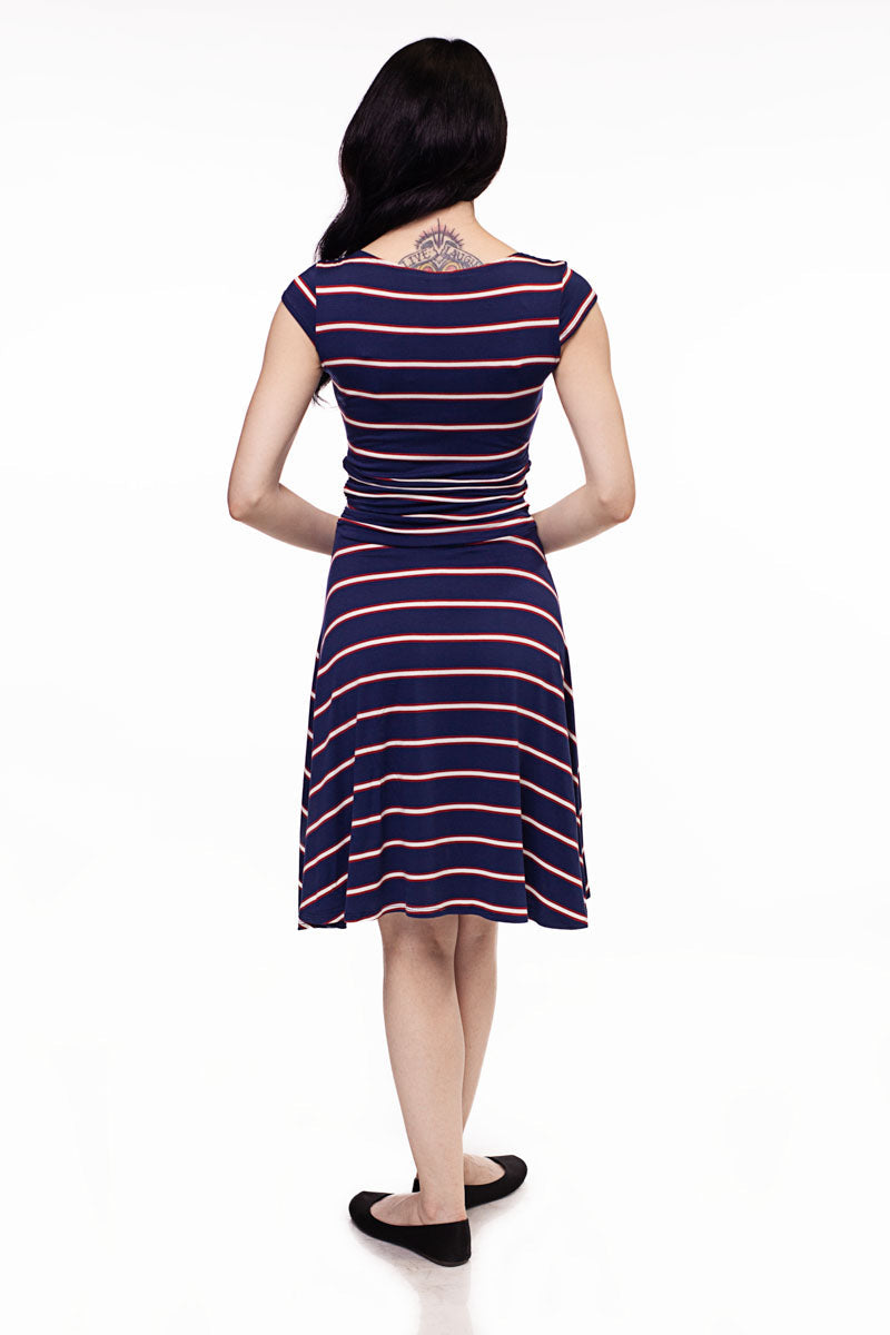 Amelia Dress in Navy Stripes - XS only by Retrolicious
