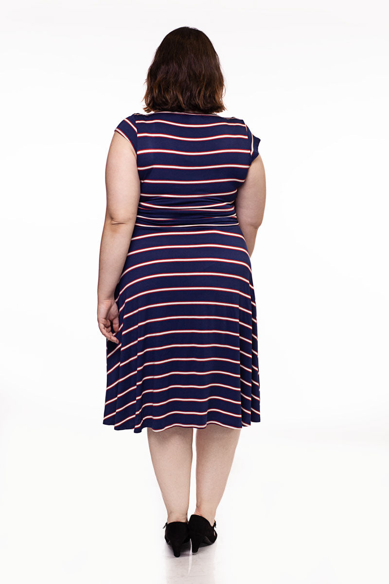 Amelia Dress in Navy Stripes - XS only by Retrolicious