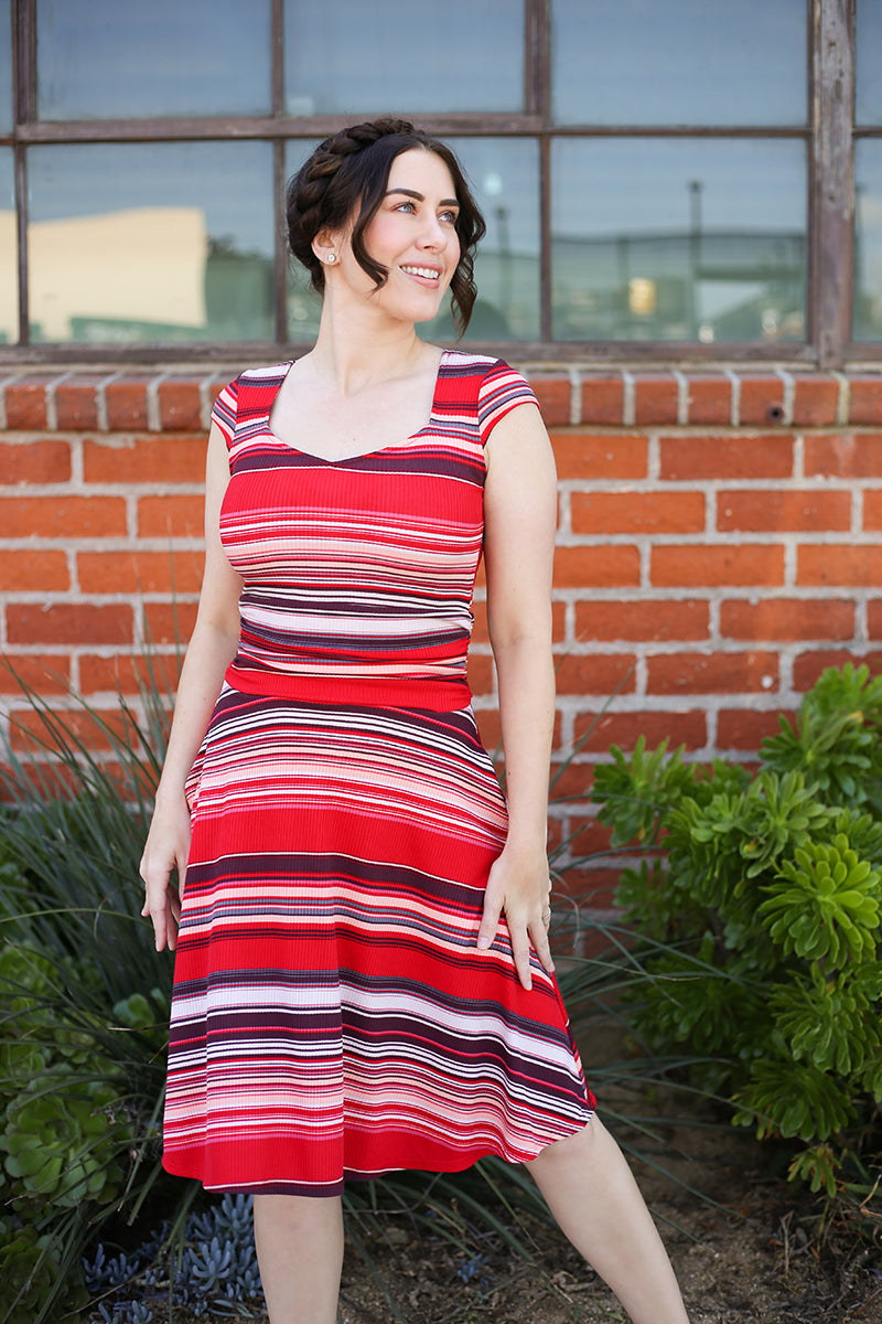 Amelia Dress in Retro Stripes - XS Only by Retrolicious
