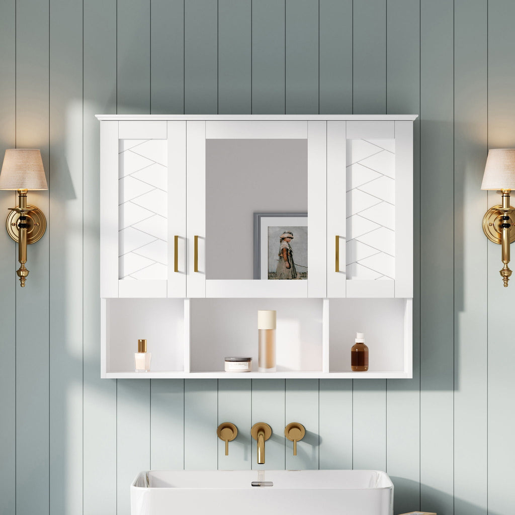 Modern Wall Mounted Medicine Cabinet With Adjustable Shelves, Soft Close Doors, High Define Mirror by Unique Piece Furniture